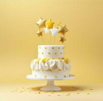 AI generated three gold stars on a birthday cake photo