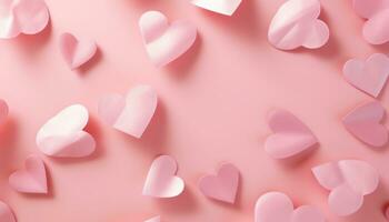 AI generated paper heart background in pink shape photo