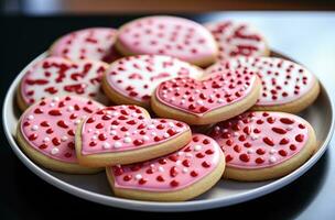 ai generado San Valentín día galletas a hacer un pastel desde rasguño foto