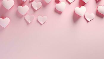 AI generated paper heart background in pink shape photo