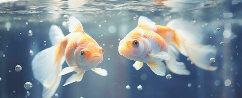 AI generated two goldfish in an aquarium swimming in circles photo