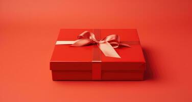 AI generated the red gift box on a red background photo