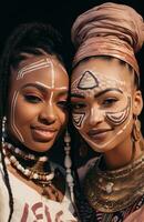 ai generado dos mujer en África foto