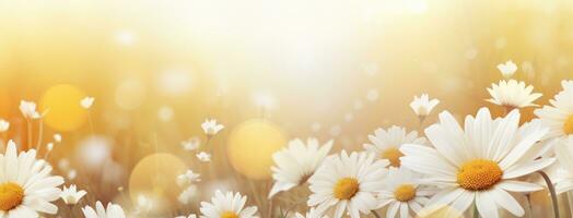 ai generado un campo de blanco margaritas con blanco mariposas foto