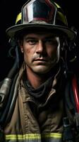 AI generated A portrait of a firefighter in full gear photo