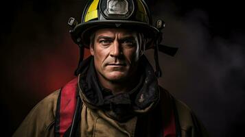 AI generated A portrait of a firefighter in full gear photo