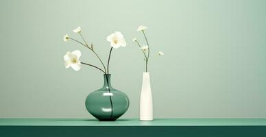 AI generated a small glass vase has a flower in it photo