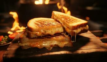 AI generated cheese and cheese grilled sandwich image photo