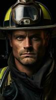 AI generated A portrait of a firefighter in full gear photo