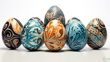 AI generated easter eggs with colorful designs photo