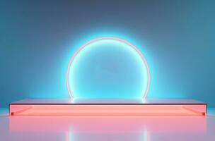AI generated an illuminated stage with a clock photo