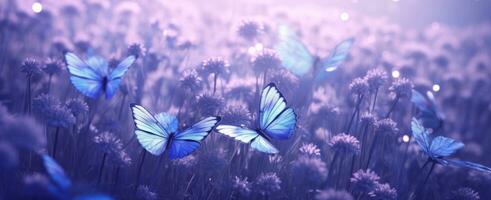 AI generated butterflies in a flower field photo