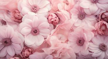 ai generado un imagen demostración muchos rosado flores foto