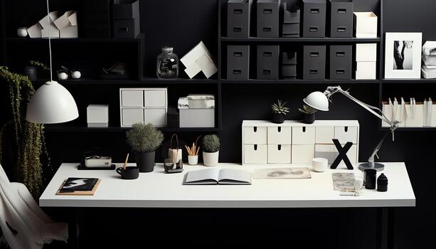 AI generated Unveiling Simplicity in Study and Work Spaces photo