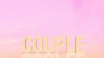 The wood couple on pink background  3d rendering photo