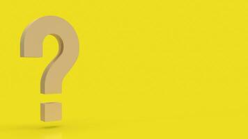 The yellow question mark for abstract background  3d rendering. photo