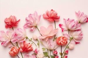 AI generated beautiful spring flowers on white background. generative ai. photo