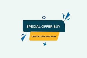 new website, click button special offer buy one get one shop now, level, sign, speech, bubble  banner, vector