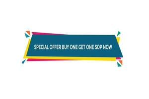 new website, click button special offer buy one get one shop now, level, sign, speech, bubble  banner, vector