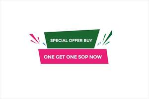 new website, click button special offer buy one get one shop now, level, sign, speech, bubble  banner, vector