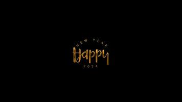 Happy New Year 2024 Gold Handwritten Animated Text. Suitable for Happy New Year 2024 Celebrations Around the World - New Year background - 4K video