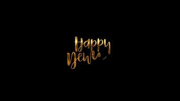 This asset is a stylish and festive design featuring the words Happy New Year in black and gold on a black background. It is perfect for creating New Year's Eve party invitations or digital greeting video