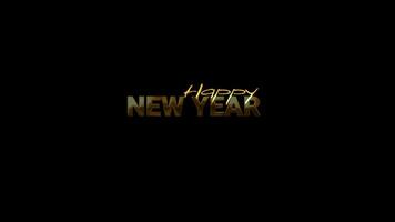 Happy New Year Gold Handwritten Animated Text. Suitable for Happy New Year Celebrations Around the World - New Year background. 4K motion graphics animation video