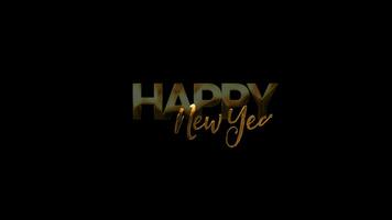 gelukkig nieuw jaar gouden Aan zwart achtergrond met mooi 3d gouden confetti. gelukkig nieuw jaar viering concept. jaar 2024. goud handgeschreven geanimeerd tekst video