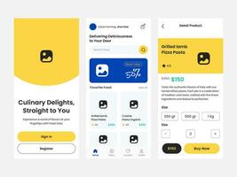 moderno ui ux diseño de comida entrega móvil aplicación vector