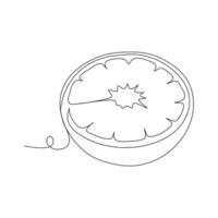 continuous line drawing of a grapefruit with a knife vector