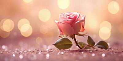 AI generated a rose flower with bokeh in the background to represent the essence of romance photo