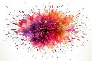 AI generated abstract explosion of colored powder on a white background. 3d rendering, Explosion border isolated on a white background, AI Generated photo