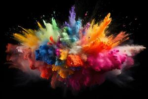 AI generated Colorful paint explosion in water on black background. Abstract background, Explosion of colored powder on a black background, AI Generated photo