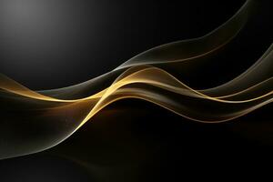 AI generated Abstract gold wave on black background. Vector illustration for your design, AI Generated photo