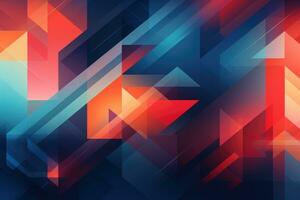 AI generated Abstract geometric background with blue, red and orange triangles. Vector illustration, AI Generated photo