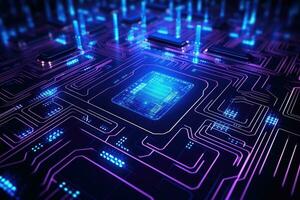 AI generated Circuit board background. 3d rendering, 3d illustration, AI Generated photo