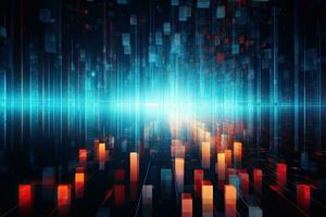 AI generated Abstract technology background with glowing lines and dots. 3D Rendering, AI Generated photo