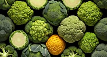AI generated many different kinds of broccoli are shown photo