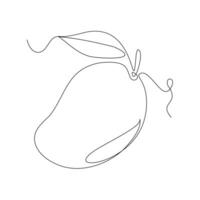 Continuous one single line drawing of mango fruit icon vector illustration concept