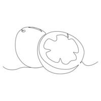 Continuous one single line drawing of fresh orange fruit icon vector illustration concept