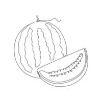 Continuous line drawing of watermelon. Vector illustration isolated on white background.