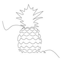 continuous line drawing of pineapple on white background. Vector illustration.