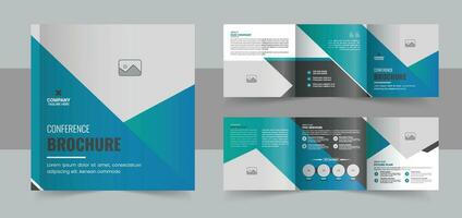 Conference square trifold brochure template, corporate square trifold brochure template or modern business trifold brochure design vector