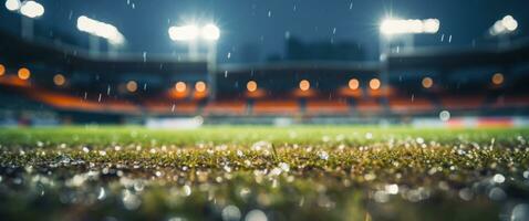 AI generated a baseball field is lit up with lights photo