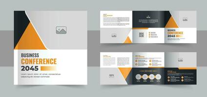 Business conference square trifold brochure template, corporate square trifold brochure template or modern business trifold brochure design vector