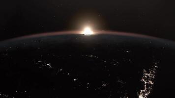 Realistic sunrise seen from planet earth orbit video