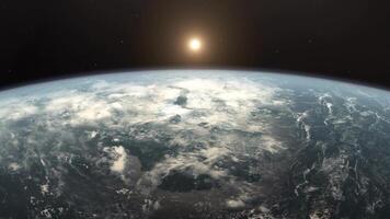 Realistic planet earth and the sun seen from orbit video