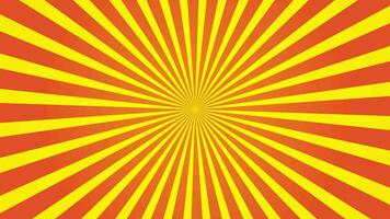 4K Yellow sunburst rotating animation on orange background video