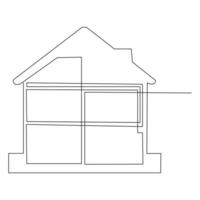 House single line continuous outline vector art drawing and simple one line home minimalist design