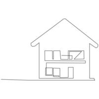 House single line continuous outline vector art drawing and simple one line home minimalist design